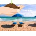 Lounge Chairs and Beach Umbrella on the Beach, Fort Lauderdale Beach, Florida, USA Print   
